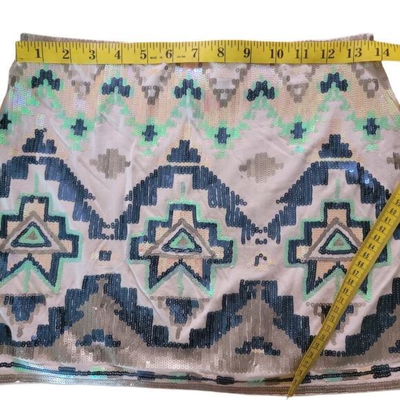 Express Aztec Sequence Casual Bright Color Mini Skirt Size XS - Picture 11 of 11